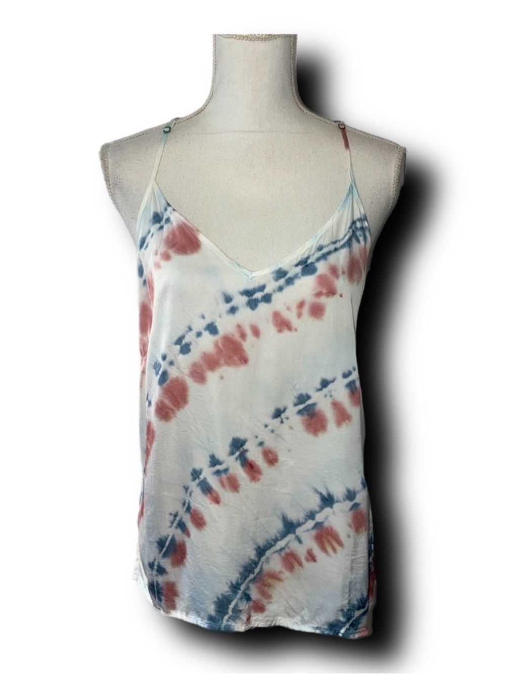 Young, Fabulous & Broke Tie-Dye V-Neck Spaghetti Strap Satin-Feel Cami Top Boho